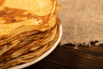 Traditional Russian pancakes. Shrovetide week of spring meeting. Seeing off winter.