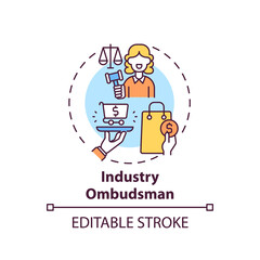 Industry ombudsman concept icon. Consumer protection service idea thin line illustration. Customer rights protection. Dealing with complaint. Vector isolated outline RGB color drawing. Editable stroke