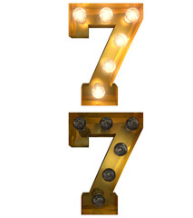 Golden light bulb text in 2 different states, with lights on and lights off 7