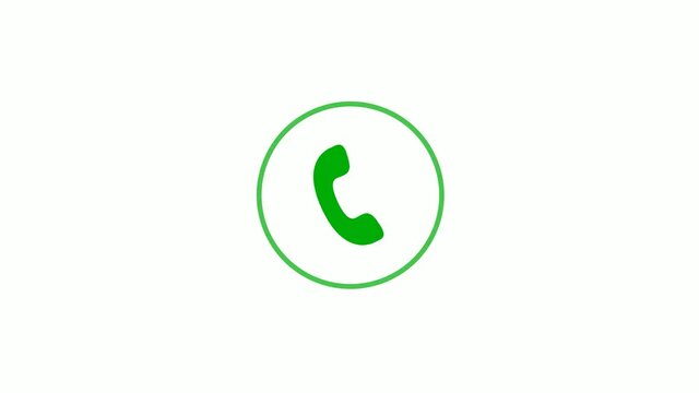 Green color phone calling signal animation white background