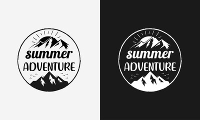 summer adventure, hello summer calligraphy, hand drawn lettering illustration vector