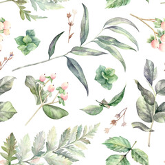 Watercolor floral hand drawn colorful bright seamless pattern - 426337397