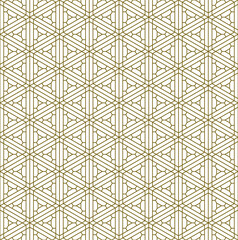 Seamless traditional Japanese ornament Kumiko.Golden color lines.