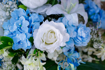 Obraz na płótnie Canvas Beautiful flowers, Fake blue flower wedding
