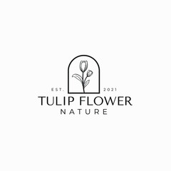 Simple Tulip Flower Logo Vector Illustration Icon Template