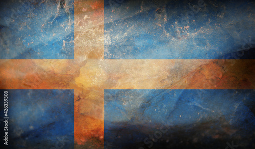 retro flag of Sweden with grunge texture