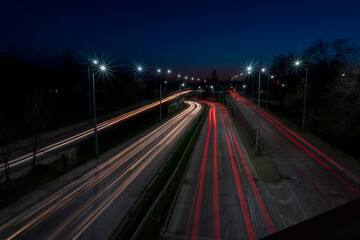 Fototapeta na wymiar Evening traffic long exposure