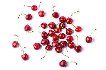 Naklejka na ściany i meble sweet cherry fruits isolated on white background
