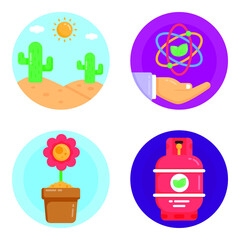 
Pack of Ecology and Botany Flat Rounded Icons 

