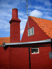 red roof and chimney