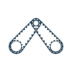 One continuous of moving gears wheels. Round wheel metal symbol teamwork concept. vector illustration.