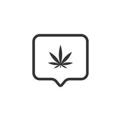 Cannabis with speech bubble icon isolated on white background. Marijuana symbol modern, simple, vector, icon for website design, mobile app, ui. Vector Illustration