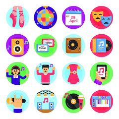 Fototapeta premium Pack of Music Instruments Flat Rounded Icons