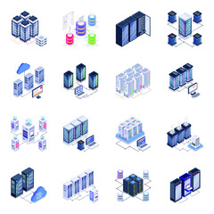 Isometric Icons of Servers in Modern Style Designs  © SmashingStocks