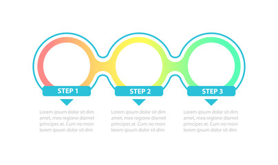 Gradient blank circles vector infographic template. Empty presentation design elements with text space. Data visualization with 3 steps. Process timeline chart. Workflow layout with copyspace