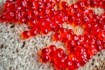 homemade bread with red caviar