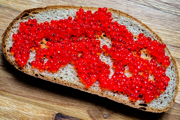 homemade bread with red caviar