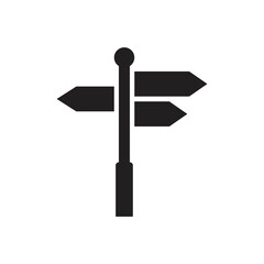 Road direction sign arrows isolated on white background. Signpost icon vector illustration. Vector illustration for web, design element, template, postcard.