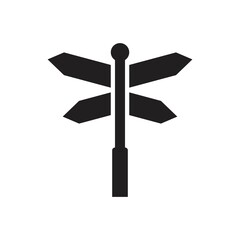 Road direction sign arrows isolated on white background. Signpost icon vector illustration. Vector illustration for web, design element, template, postcard.