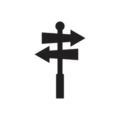 Road direction sign arrows isolated on white background. Signpost icon vector illustration. Vector illustration for web, design element, template, postcard.