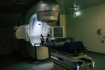 Photo of medical an advanced linear accelerator in the therapeutic oncology cancer therapy in the...