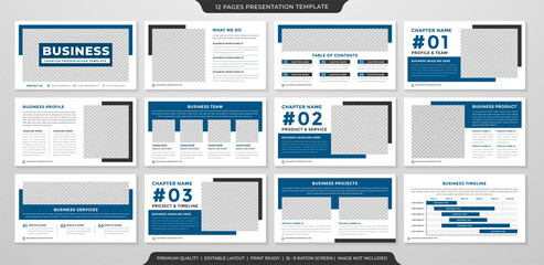 set of multipurpose presentation template design with minimalist and clean layout use for business annual report 
