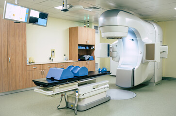 Photo of medical an advanced linear accelerator in the therapeutic oncology cancer therapy in the...