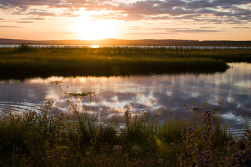 sunset on the lake