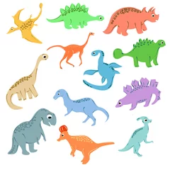 Fototapete Dinosaurier Set mit bunten Dinosauriern für Kinder