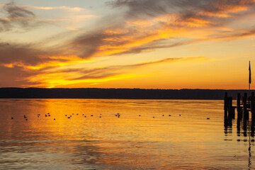 sunset on the lake