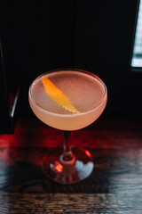 Hemingway Daiquiri cocktail decorated with lemon zest.