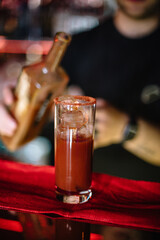 Bloody Maria cocktail decorated with salt.