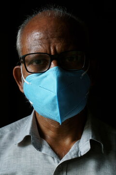 Portrait Of 60 Years Old Indian Man Wearing Mask