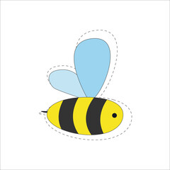 Beautiful bee isolated on white background. Bee life concept for printing, packaging, nectar, honey, textiles and other purposes. Vector illustration