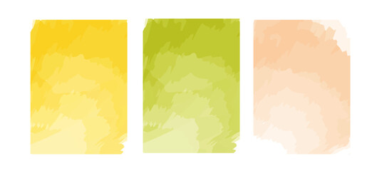 Set of watercolor backgrounds in different colors: yellow, green and beige.