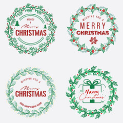 Vector Christmas Wreaths and Typography
