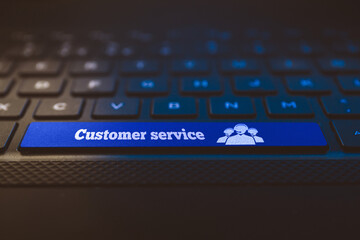 Support graphic conecpt on keyboard key. Customer service icon
