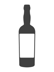 Vintage wine bottle with white label isolated on white background. Ready for place an ad. Vector illustration.