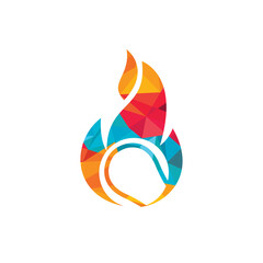 Tennis sports vector logo design. Fire and tennis ball logo icon design template.