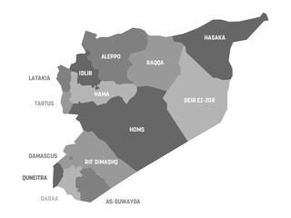 Syria political map of governorates