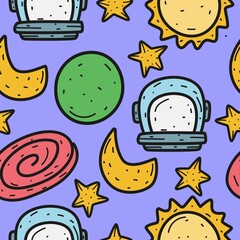 hand drawn astronaut cartoon doodle pattern design