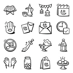
Pack of Ramadan and Eid Doodle Icons 

