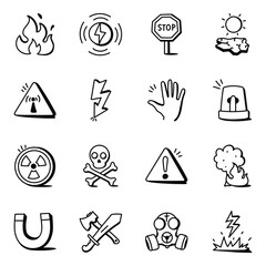 
Pack of Disaster Doodle Icons

