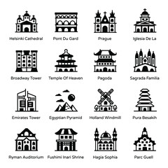 
Solid Icons of Landmarks and Monuments Pack

