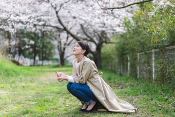 Fototapeta premium 桜と女性
