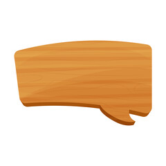 Wood banner, bubble in cartoon style with place for text for game design, ui development, banners, signboard isolated on white background. Textured and detailed comic design element