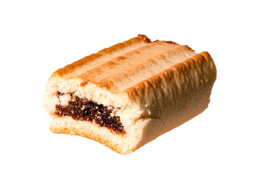 Fig roll biscuit  cookie isolated on plain white background
