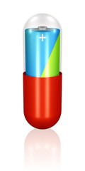 Batterie in einer Medikamentkapsel