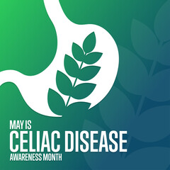 May is Celiac Disease Awareness Month. Holiday concept. Template for background, banner, card, poster with text inscription. Vector EPS10 illustration.
