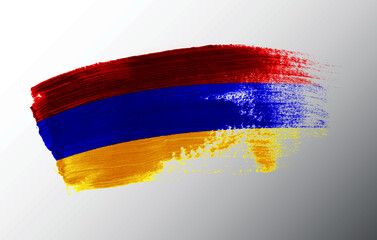 Armenia flag illustrated on paint brush stroke
